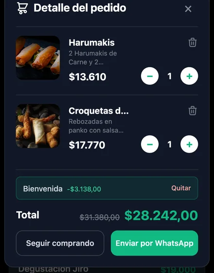El carrito con un cupón aplicado